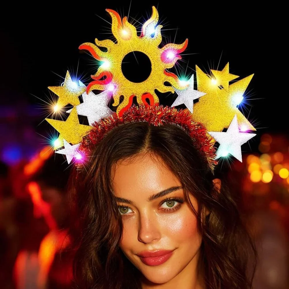LED Sun Star Headband Festival Costume Hair Accessory for Women - Picture 7 of 8